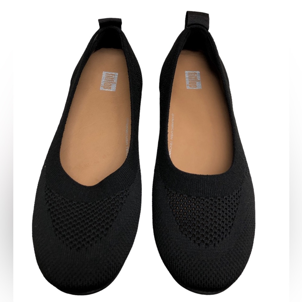 NEW! FitFlop Women Slip On Ballet Flats Allegro Tonal Knit SIZE 7 Black